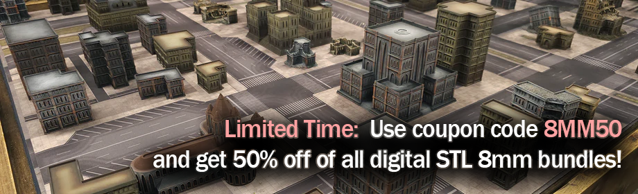 Limited Time:  Use coupon code 8MM50 and get 50% off of all digital STL 8mm bundles!